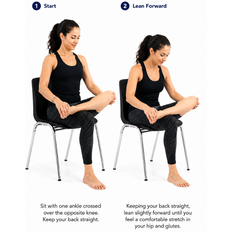 Seated Figure-4 Hip Stretch